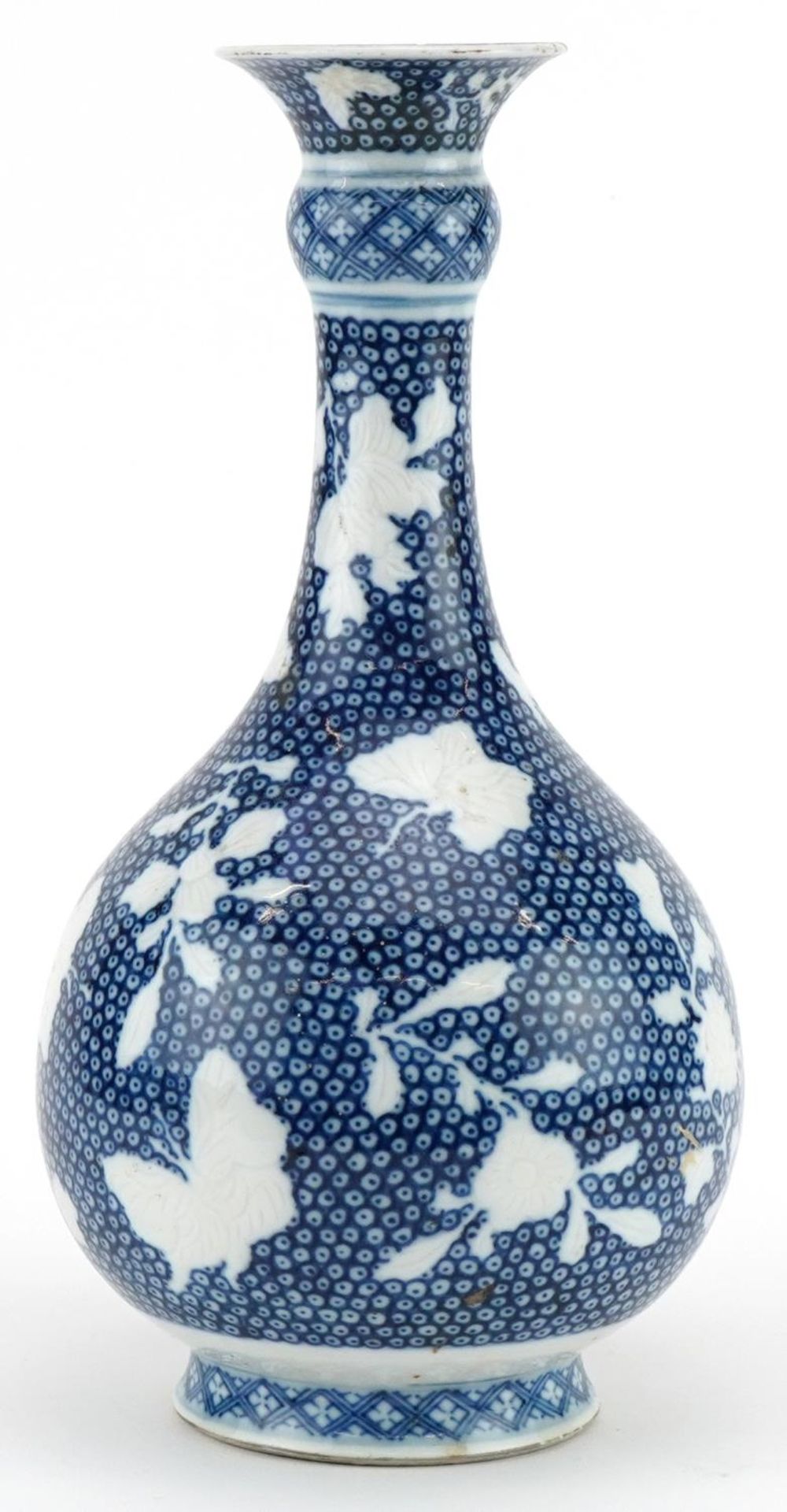Chinese blue and white porcelain garlic neck vase hand painted with flowers, 25cm high : For further - Image 2 of 6