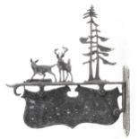 Cast metal wall sign with two deer and trees, 45cm deer : For further information on this lot please