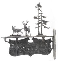 Cast metal wall sign with two deer and trees, 45cm deer : For further information on this lot please