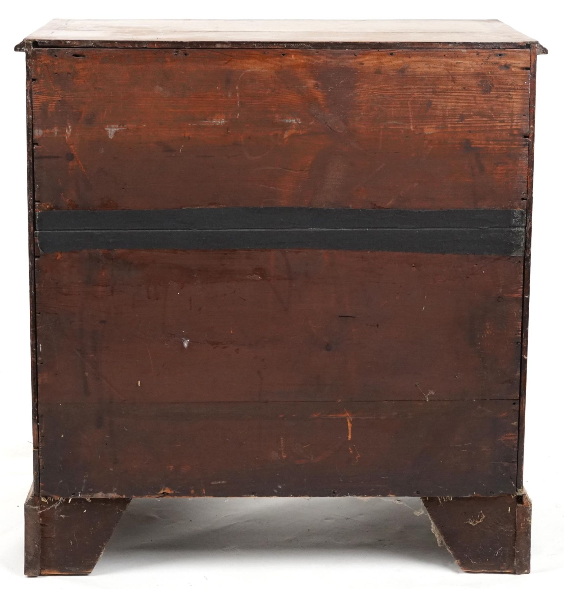 Antique figured walnut cross and feather banded kneehole secretaire desk fitted with an - Image 5 of 5