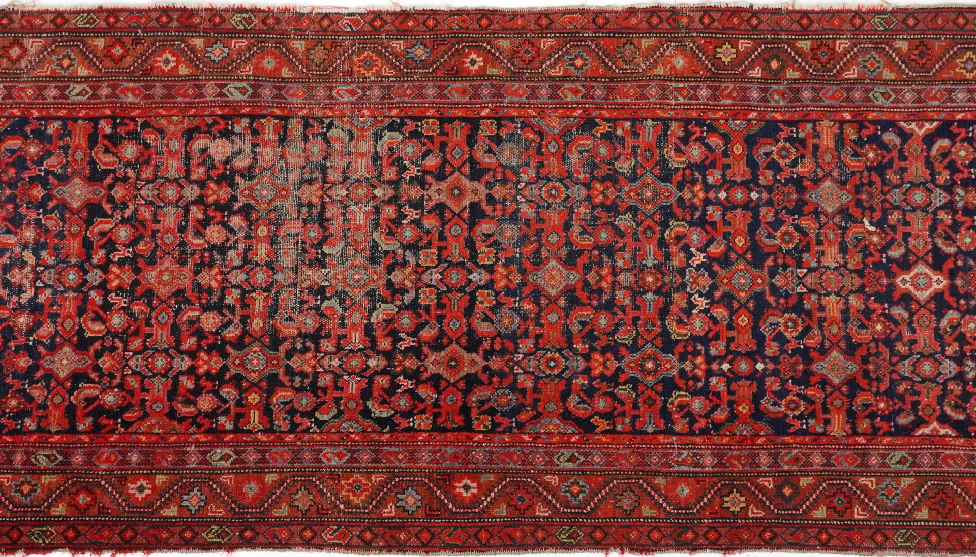 Rectangular Persian red and blue ground carpet runner having an allover floral repeat central field, - Bild 3 aus 6