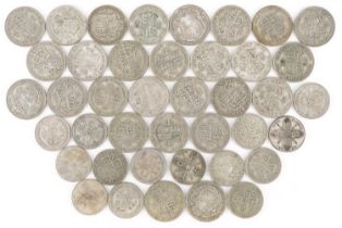 Collection of British pre decimal, pre 1947 half crowns, two shillings and florins, 525g : For