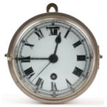 Coventry Astral, Vintage chrome plated ship's bulkhead design wall clock with enamelled dial