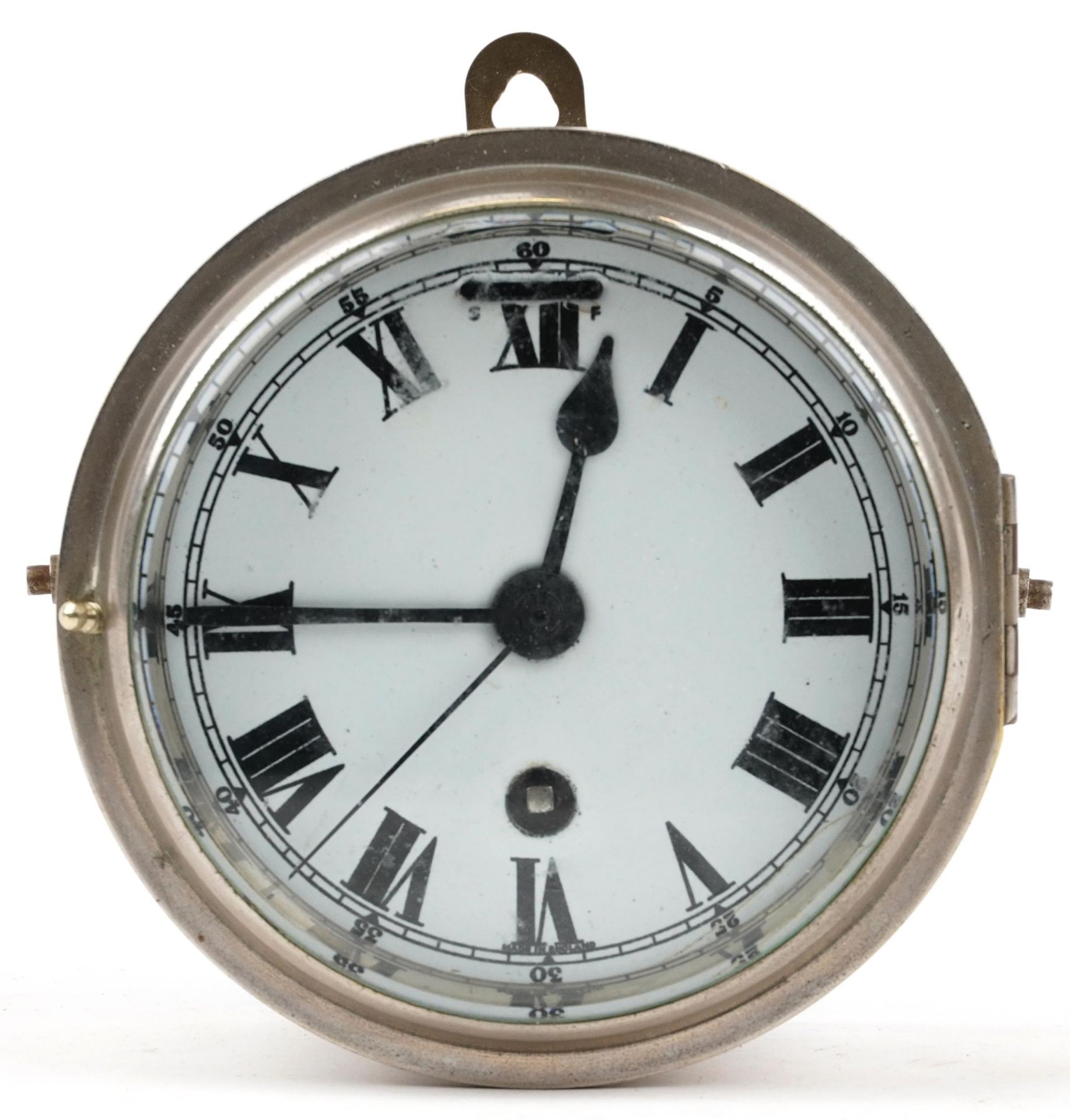 Coventry Astral, Vintage chrome plated ship's bulkhead design wall clock with enamelled dial