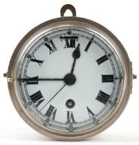 Coventry Astral, Vintage chrome plated ship's bulkhead design wall clock with enamelled dial