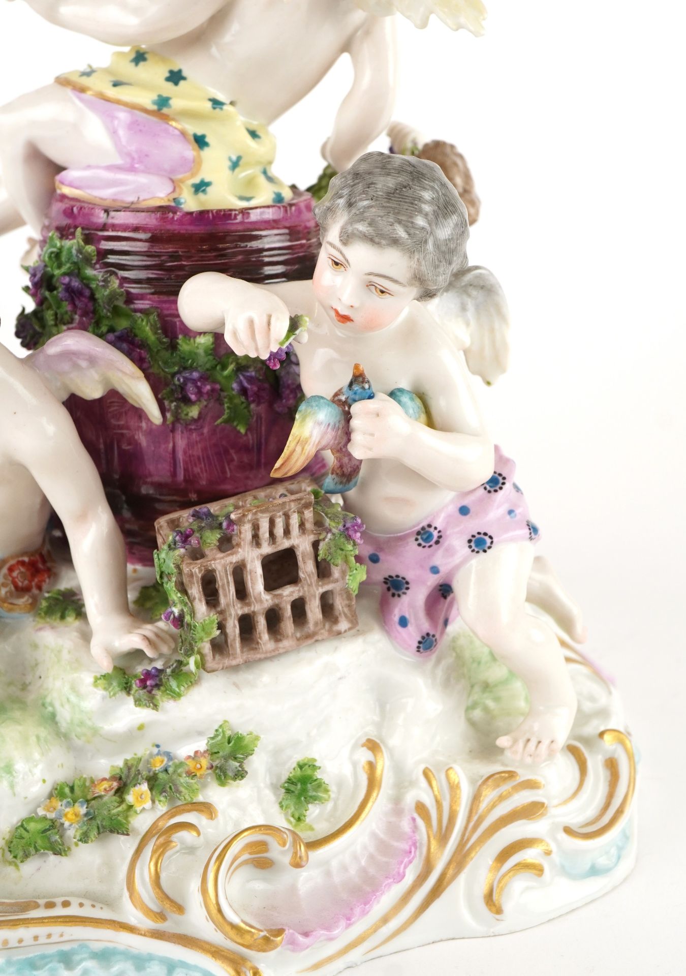 Manner of Meissen, 19th century porcelain 'Vintner' centrepiece modelled in the form of three - Image 8 of 12