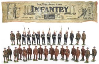 Britains hand painted lead Infantry soldiers including Territorial Army, with paper label : For