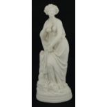 19th century classical parian statuette of a scantily dressed maiden, 34.5cm high : For further