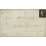 Victorian postal history Penny Black cover with four margins inscribed John Stokes Esq