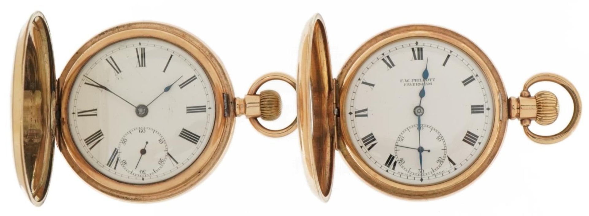 Two gentlemen's gold plated pocket watches comprising Waltham Mass full hunter and a half hunter - Bild 3 aus 7