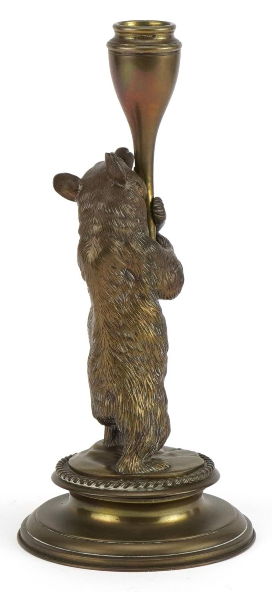 Victorian brass candlestick in the form of a bear hugging a trunk, 23cm high : For further - Image 2 of 3