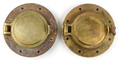 Pair of shipping interest phosphor bronze portholes, each 26cm in diameter : For further information