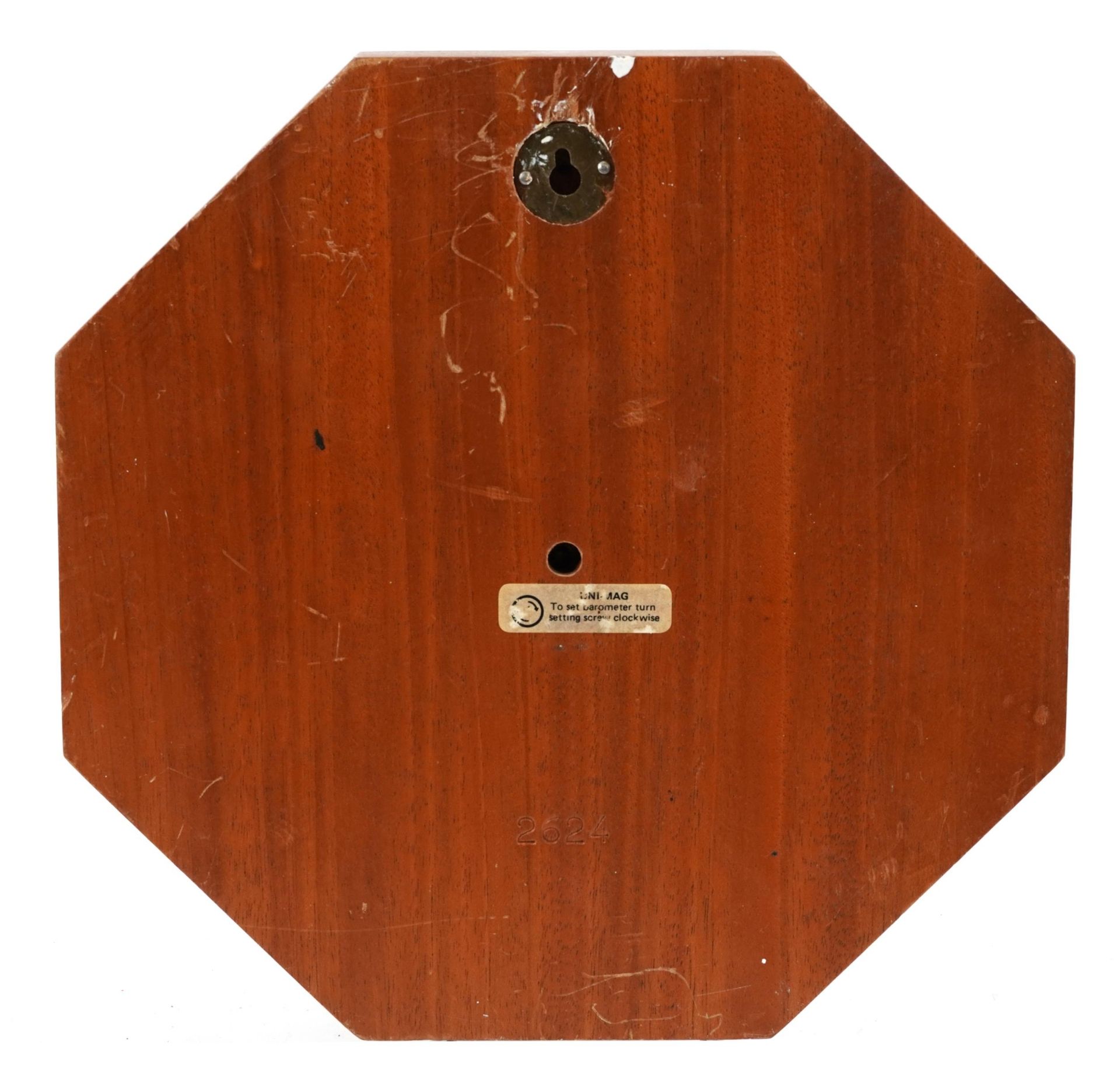 Hexagonal inlaid mahogany wall barometer by Taylor of England, 26cm in diameter : For further - Bild 2 aus 3