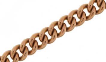 Victorian 9ct rose gold bracelet with dog clip clasp, 19cm in length, 26.0g : For further