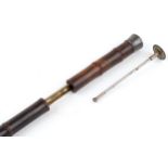19th century bamboo single shot walking stick gun with pewter mount impressed Patent Brevete SGDG,