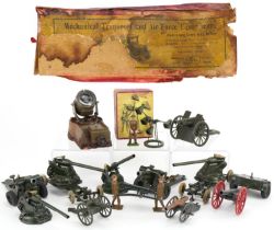 Britains hand painted lead military artillery including anti aircraft guns and an Air Force