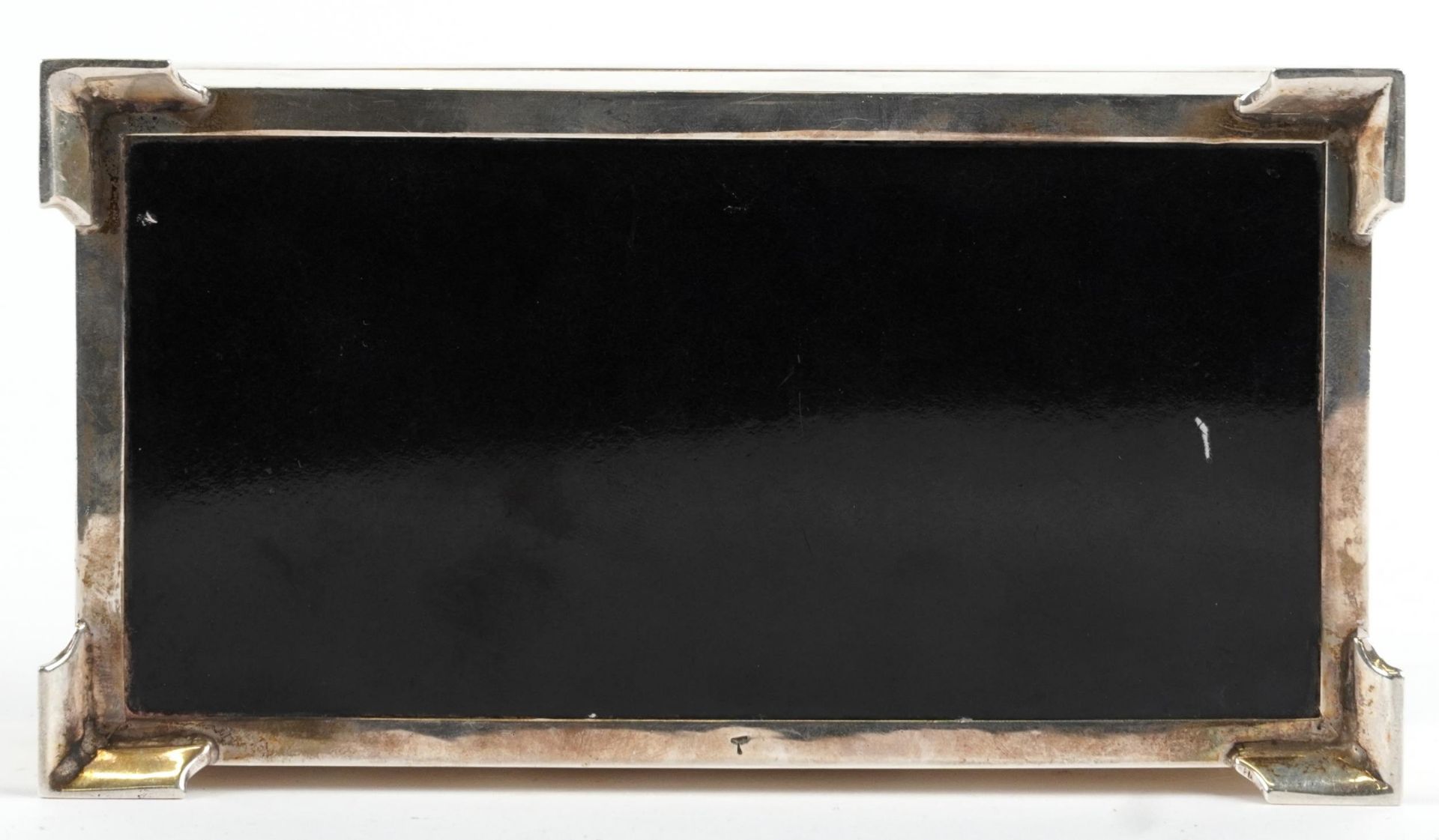 Harman Brothers, Art Deco style silver cigar box with hinged lid, Birmingham 1964, 4.5cm H x 17. - Image 4 of 5