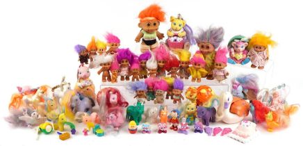 Collection of vintage toys including trolls and keepers, some trolls with Russ labels : For