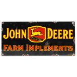 Agricultural interest John Deer Farm Implements enamel advertising sign, 45cm x 21cm : For further