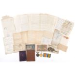 British military World War I pair with related militaria including diary, the pair awarded to