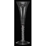 18th century wine glass with multiple opaque and air twist stem, 19.5cm high : For further