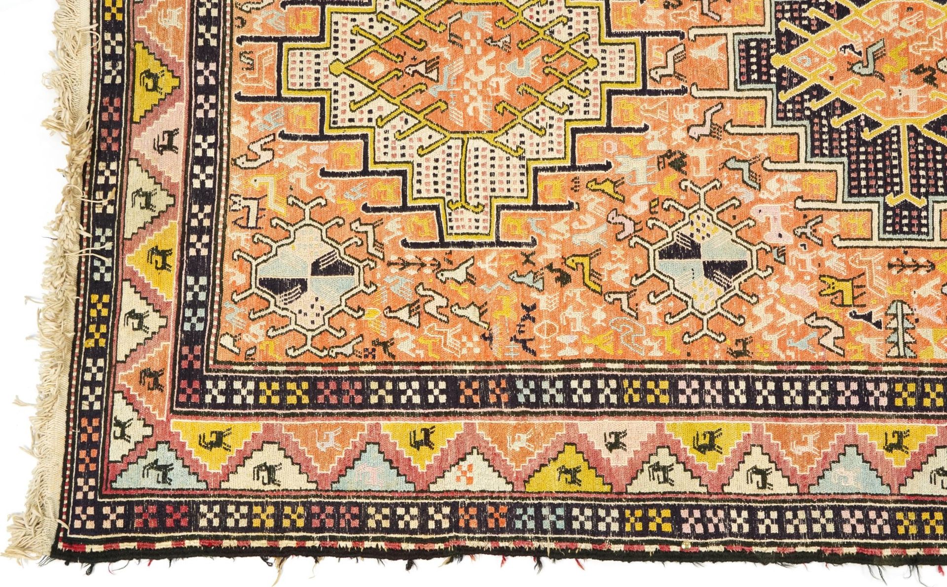 Rectangular Turkish rug with allover geometric and animal design, 200cm x 114cm : For further - Bild 8 aus 13