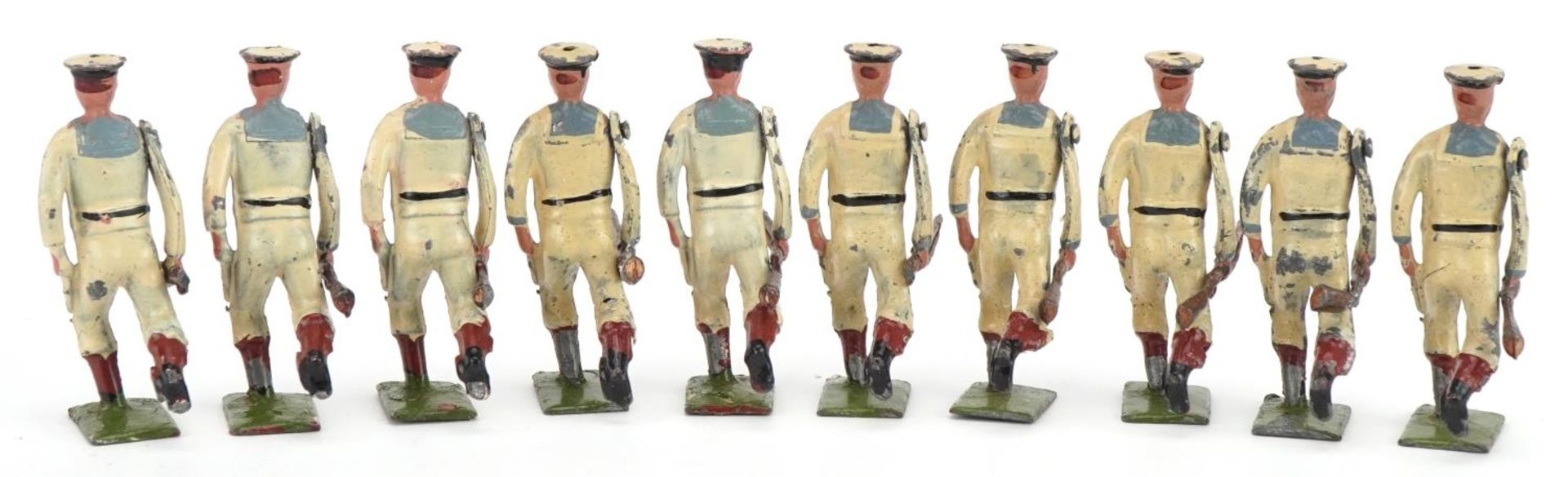 Ten Britains hand painted lead The US Navy White Jacket soldiers with articulated arms, with paper - Image 5 of 7