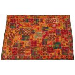 Indian Gujarat patchwork bedspread embroidered with animals and flowers, 167cm x 116cm : For further