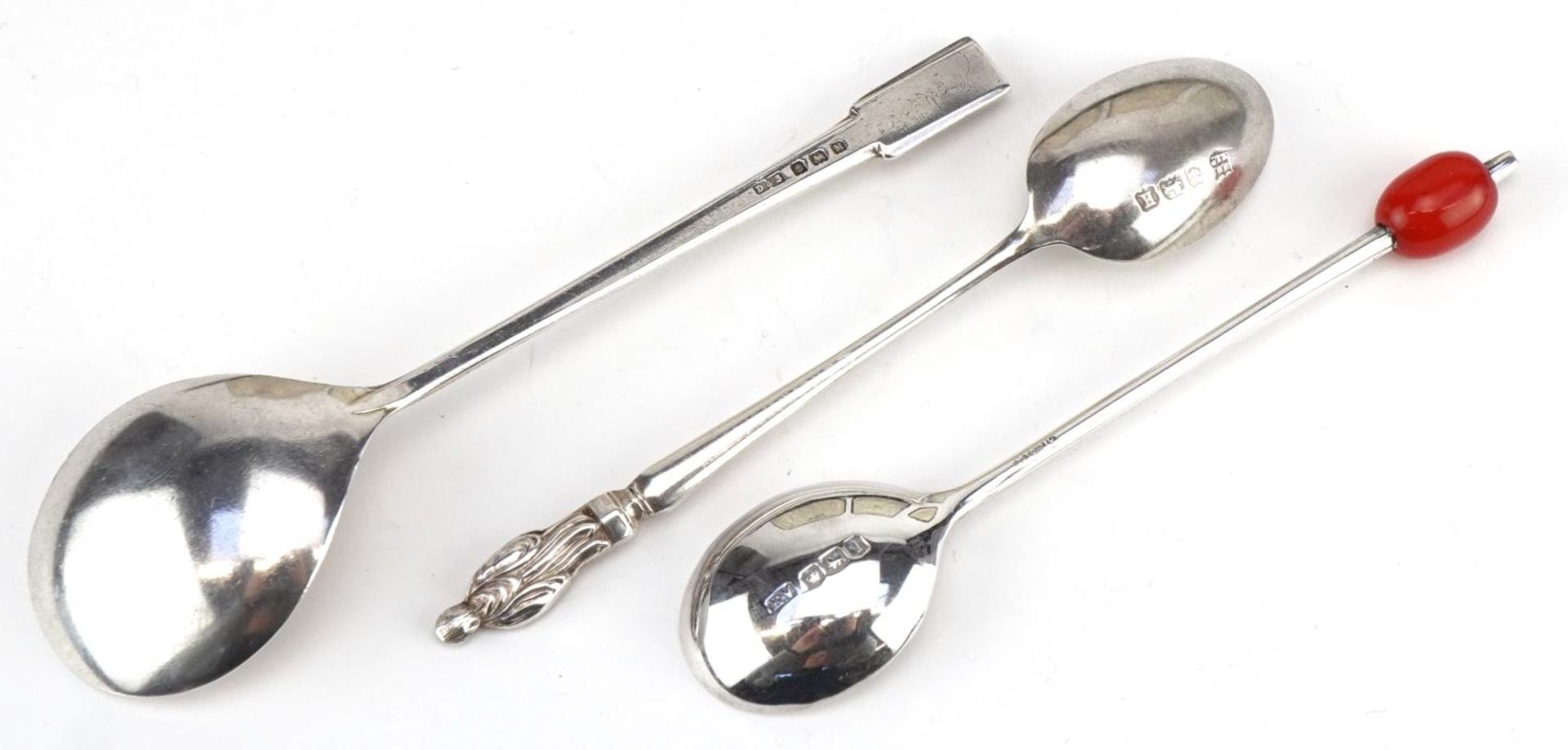 Three sets of silver spoons with cases comprising set of six apostle teaspoons housed in a Harrods - Image 6 of 9