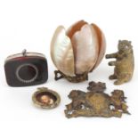 Early 19th century and later sundry items including a Palais Royale style mother of pearl clip on