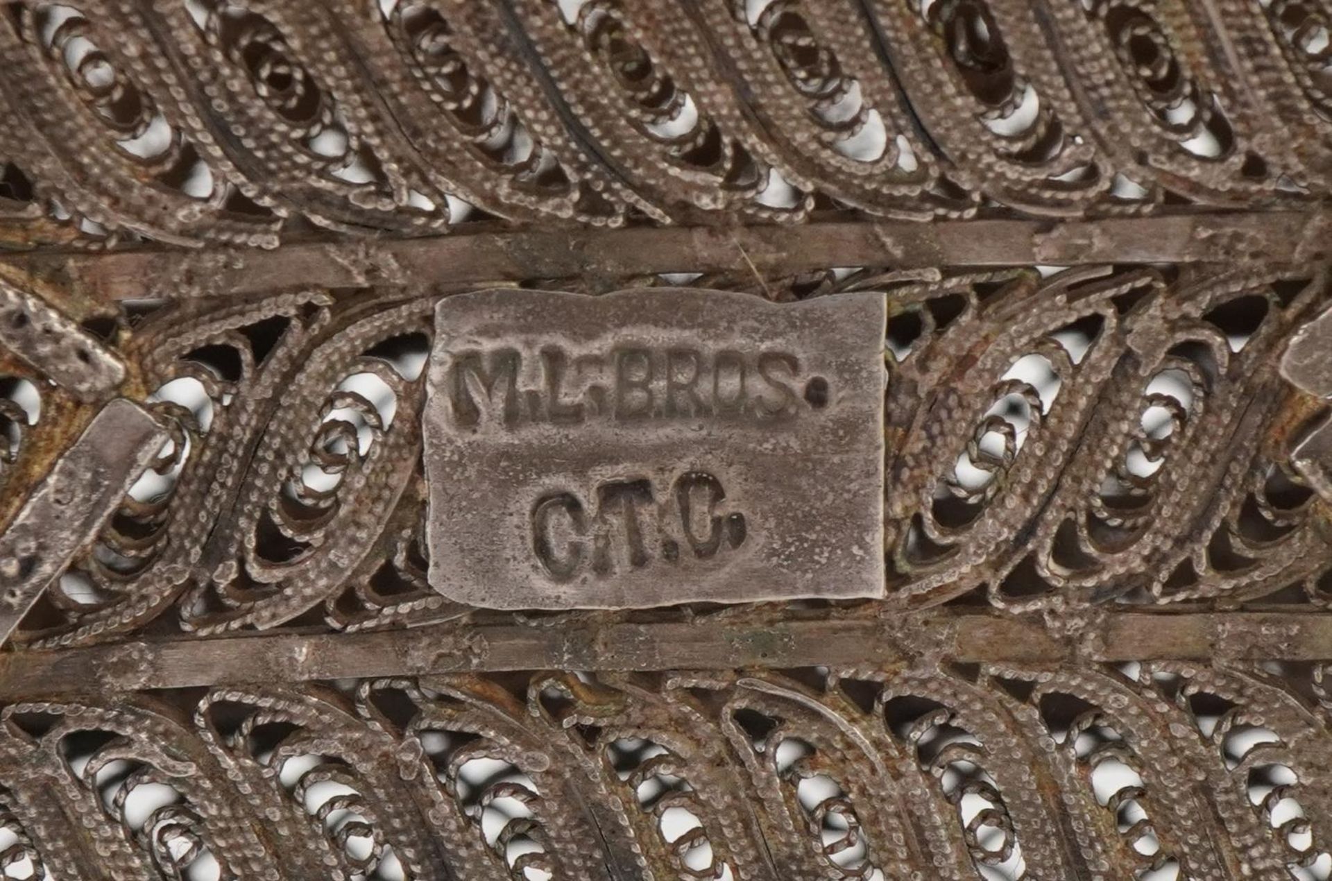 Indian Goa silver filigree table casket with tassel drops, the plaque impressed M L Bros CTC to - Image 6 of 6