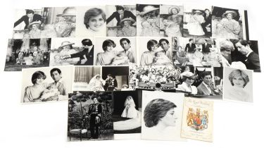 Royal interest Prince of Wales and Lady Diana Spencer black and white wedding press photographs