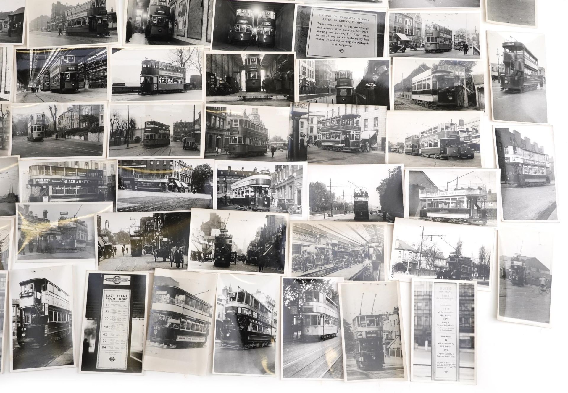 Collection of Mid 20th century tram black and white photographs, predominantly of London, each - Image 10 of 12