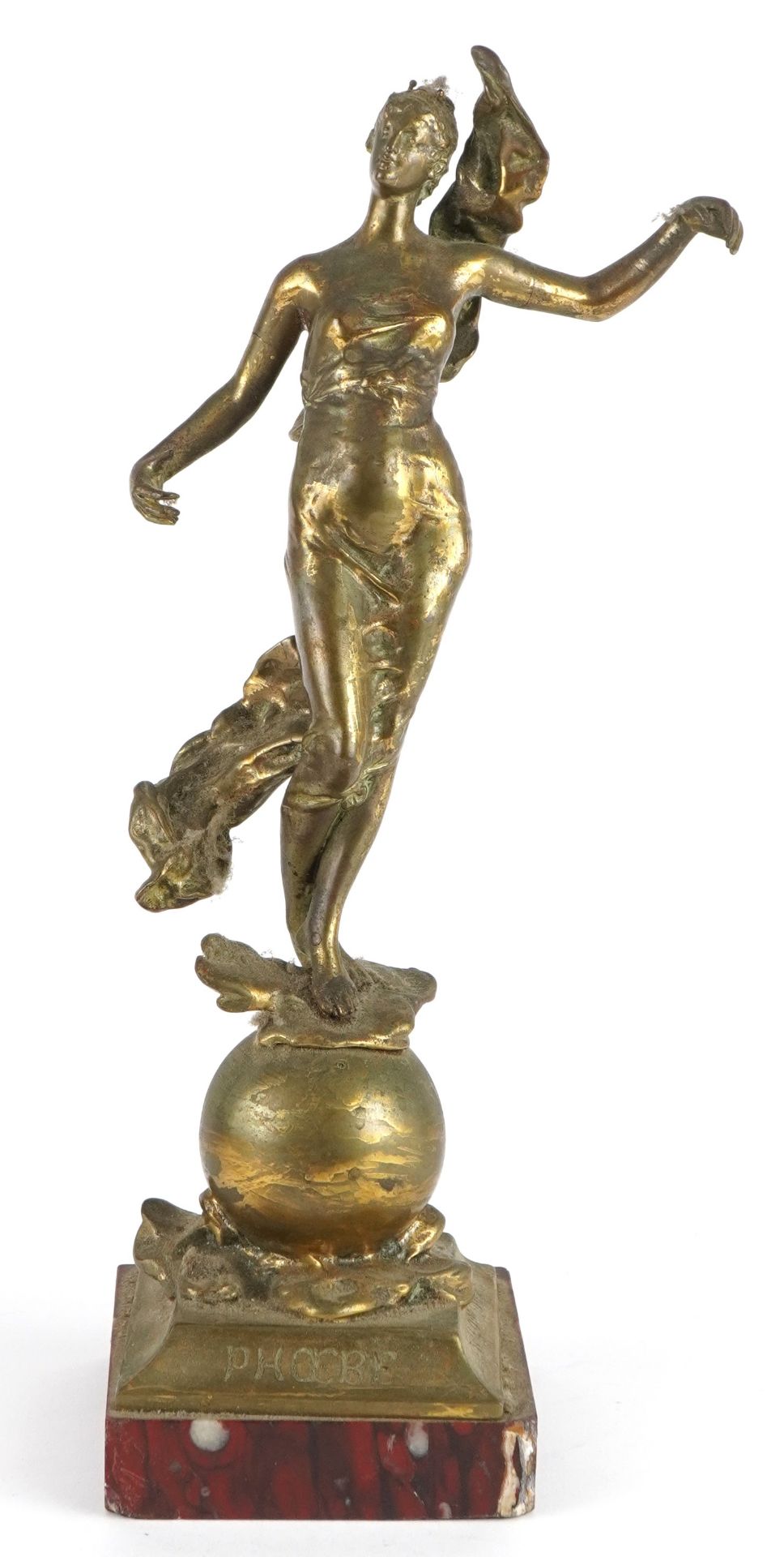 Eugene Marioton, French Art Nouveau bronzed sculpture entitled Phoebe, impressed Salon 1889, - Bild 2 aus 5