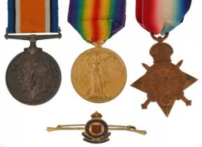 British military World War I trio with Royal Army Ordnance Corps sweetheart brooch, the trio awarded