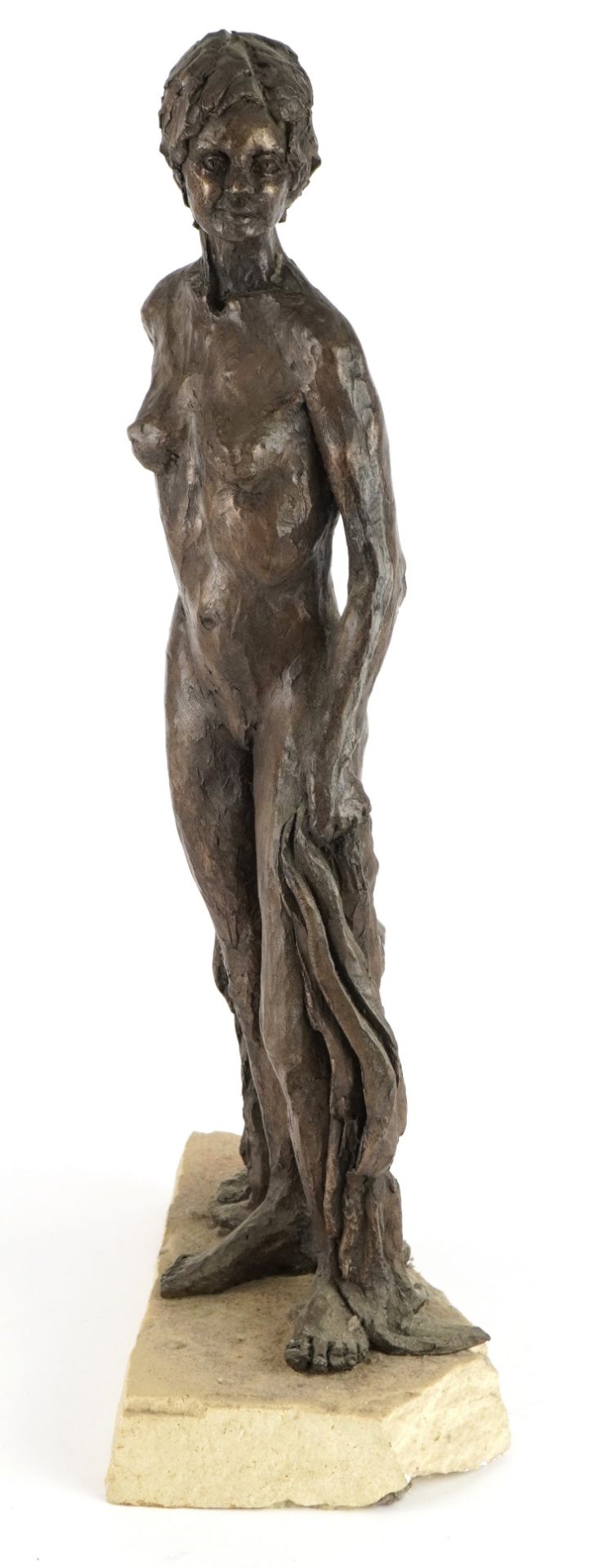 Manner of Neil Godfrey, Mid century style bronzed sculpture of a nude standing female on