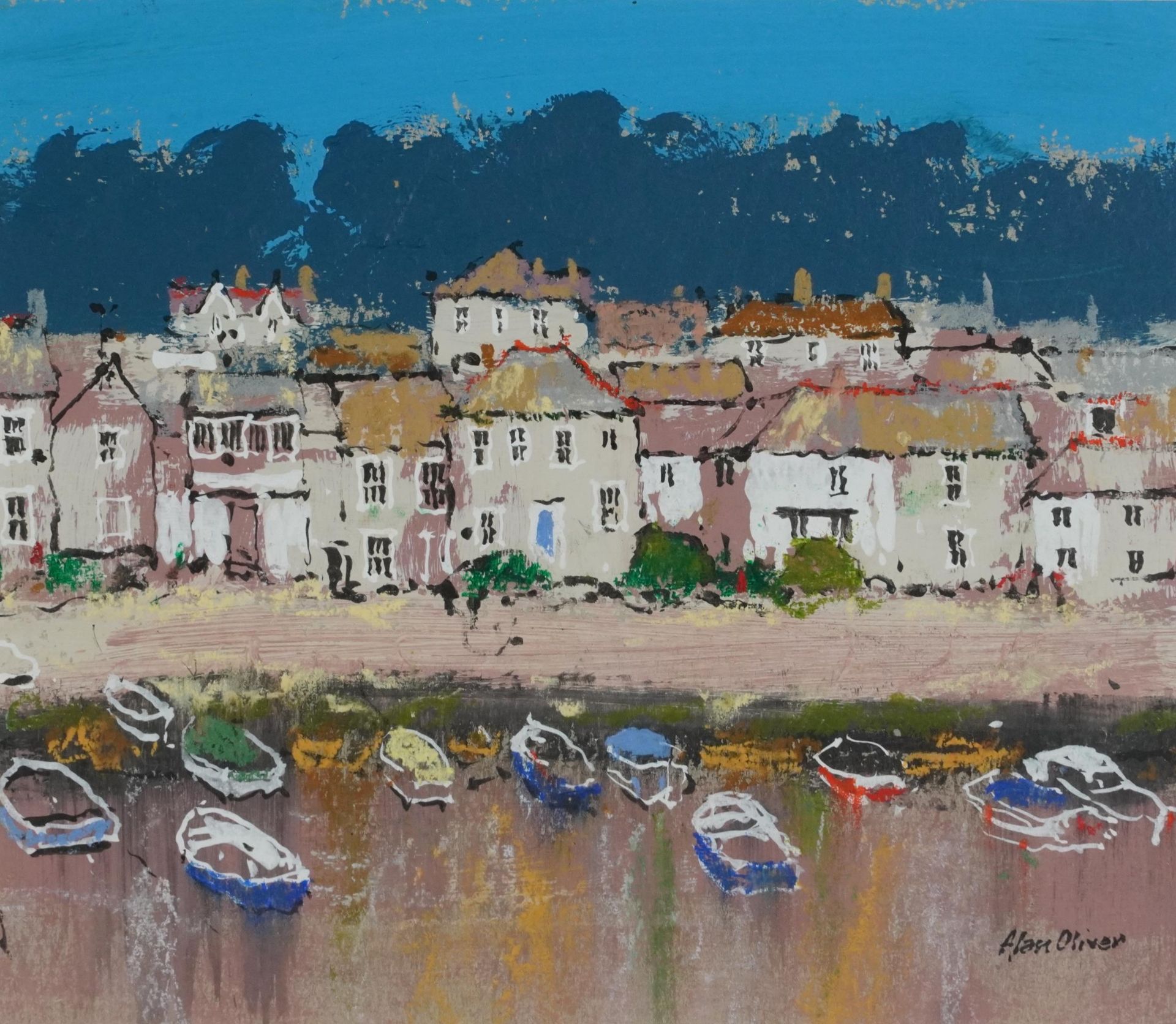 Alan Oliver - Mousehole Harbour Cottages and one other, two paintings, one acrylic and one - Image 6 of 10