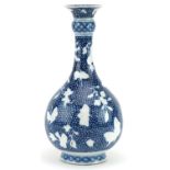 Chinese blue and white porcelain garlic neck vase hand painted with flowers, 25cm high : For further