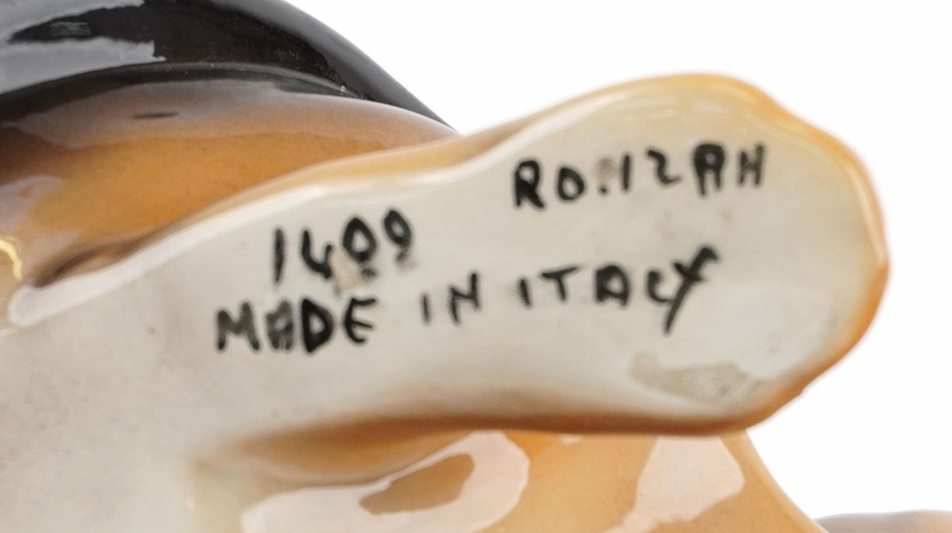 Ronzan, Mid century Italian porcelain dog, incised Ronzan Made in Italy to the base, 31cm in - Image 4 of 4