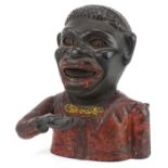 Antique American Jolly Man cast iron money bank, 16.5cm high : For further information on this lot