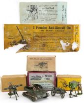 Britains hand painted lead with boxes and paper labels comprising Carden Loyd type model tank as