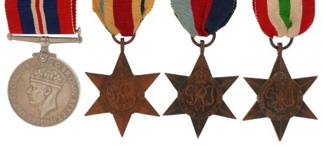 Four British military World War II medals including three stars : For further information on this