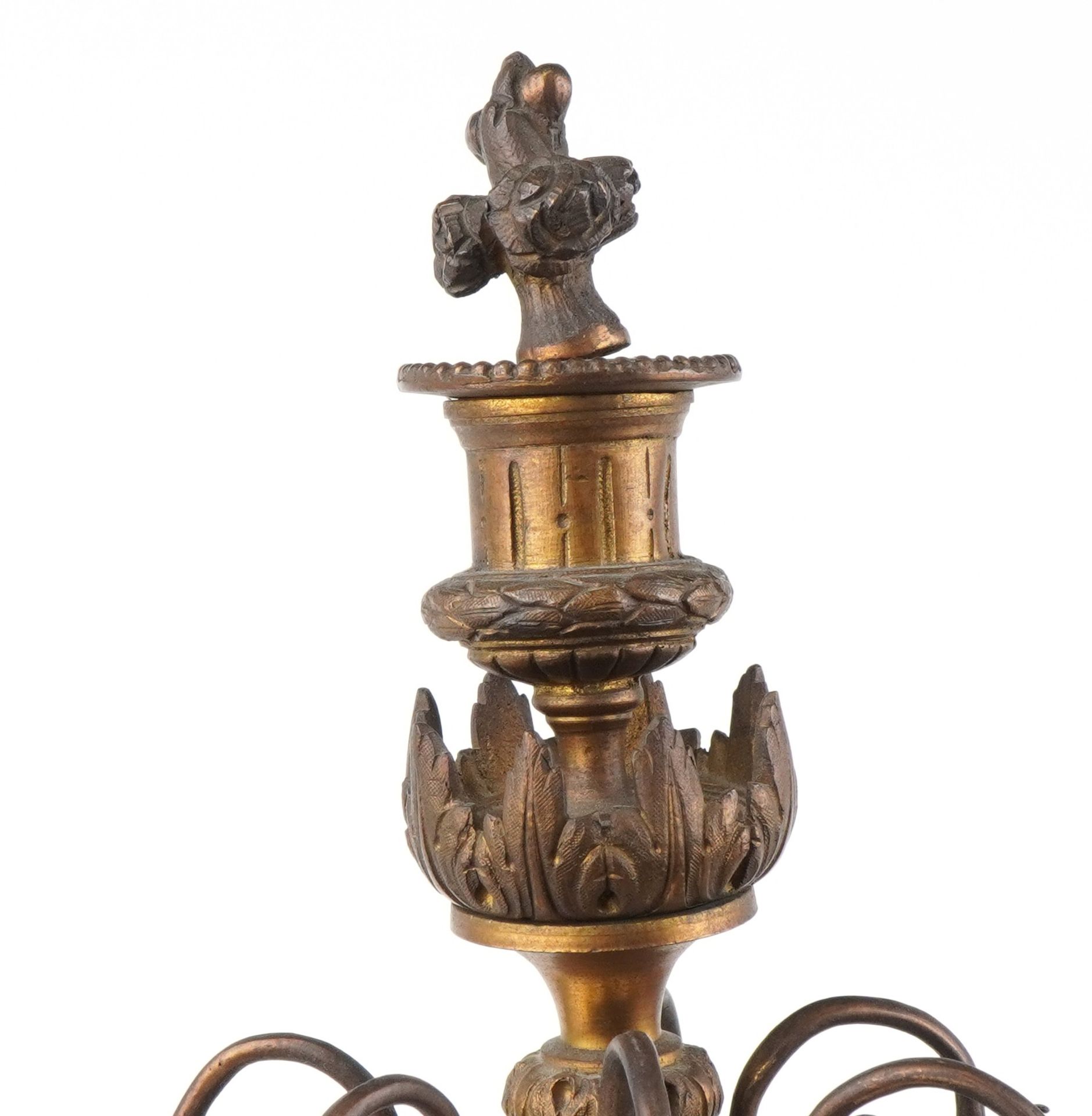 Large pair of 19th century French ormolu seven branch candelabras with urn supports and acanthus - Image 3 of 7