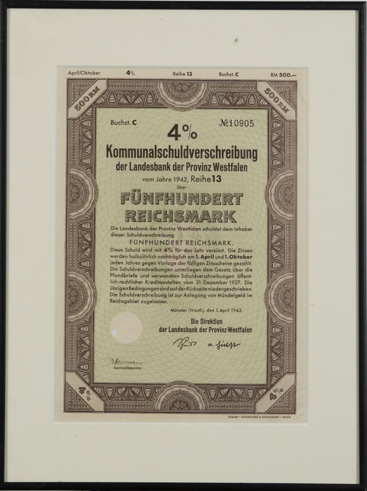 Three 1940s German share certificates, each mounted, framed and glazed, each approximately 29cm x - Bild 12 aus 15