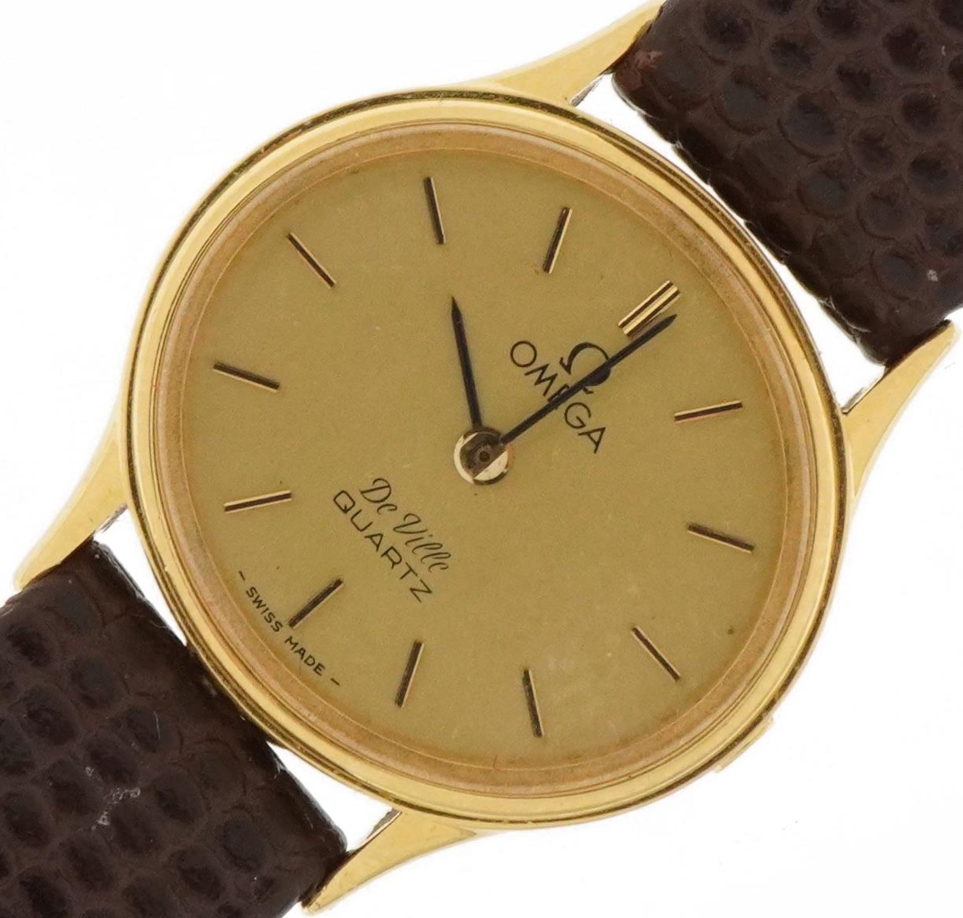 Omega, ladies Omega Deville 18ct gold wristwatch, the case numbered 1353, 23mm wide, total weight