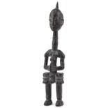 Large African tribal interest carved hardwood Luluwa figure from Congo, 55cm high : For further