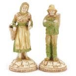 Ernst Wahliss for Royal Vienna, pair of Austrian Art Nouveau porcelain figures of peasants, the