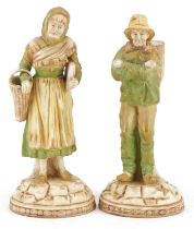 Ernst Wahliss for Royal Vienna, pair of Austrian Art Nouveau porcelain figures of peasants, the