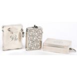 Victorian silver chatelaine snuff box by Mappin Brothers and two silver vestas, the snuff box London