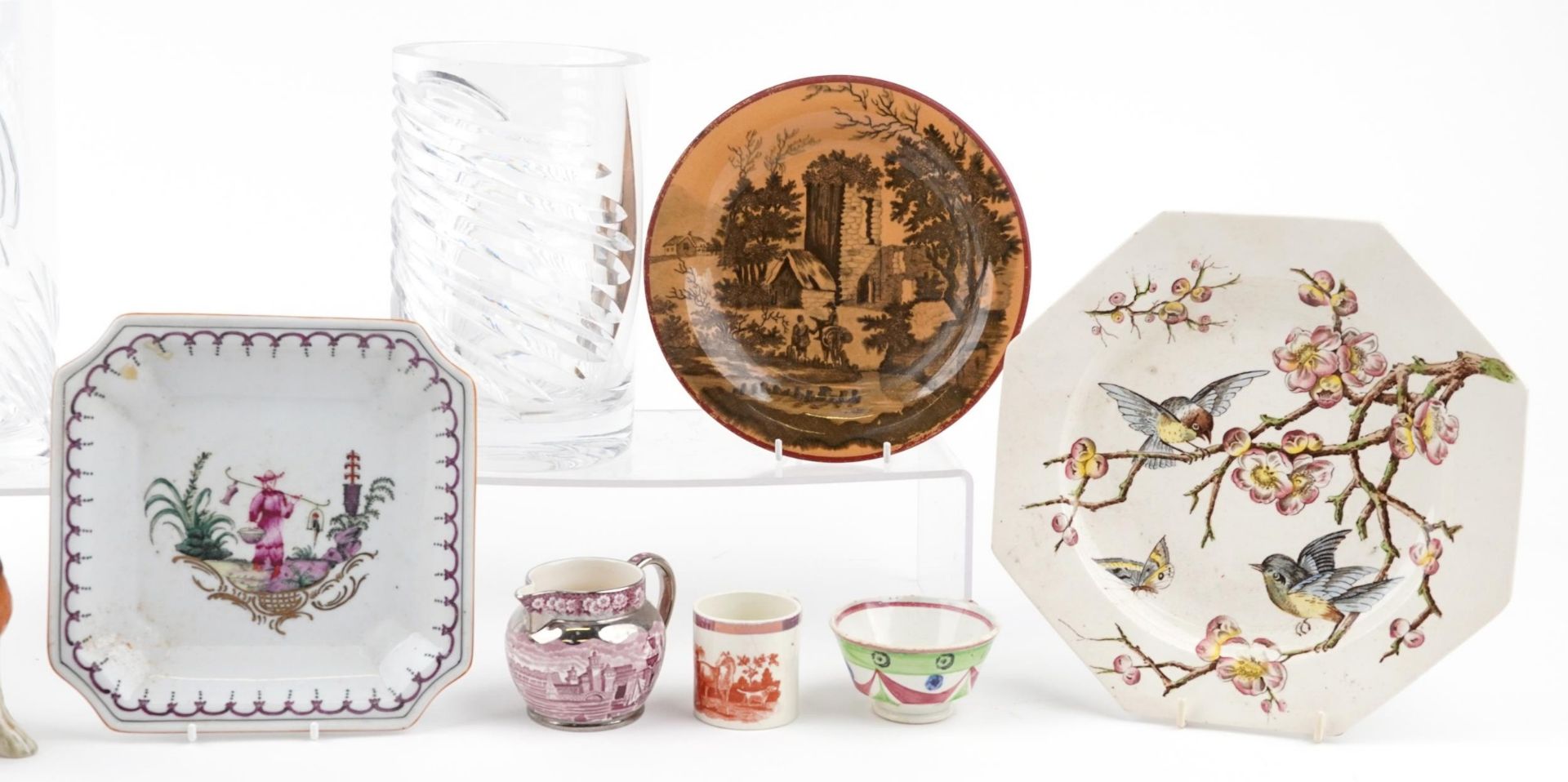 Antique and later china and glassware including an Aesthetic plate, Sunderland lustre, two Beswick - Image 3 of 3